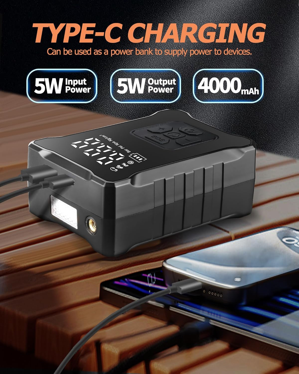 Mini Compresor Aire, 4000Mah Inflador Electrico Portatil 150PSI Bomba De Inflador E Hinchador Para Coche, Motos, Bicicletas, Anillo De Natación, Patinete Y Balones