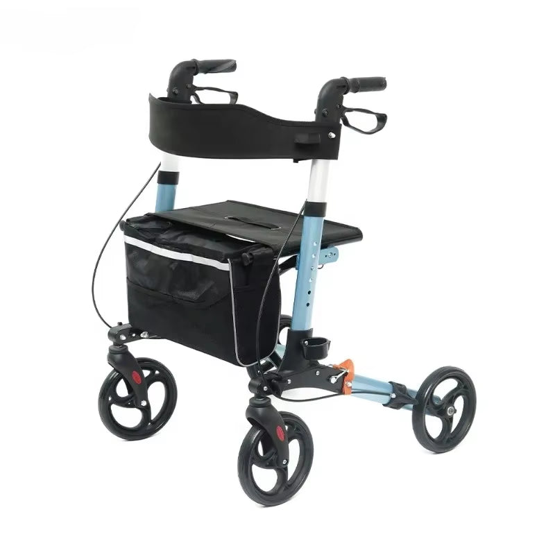 Aluminum Lightweight for Disable Adult Elderly Mobility Outdoor Walking Aids Folding Rollator Walker with Seat
