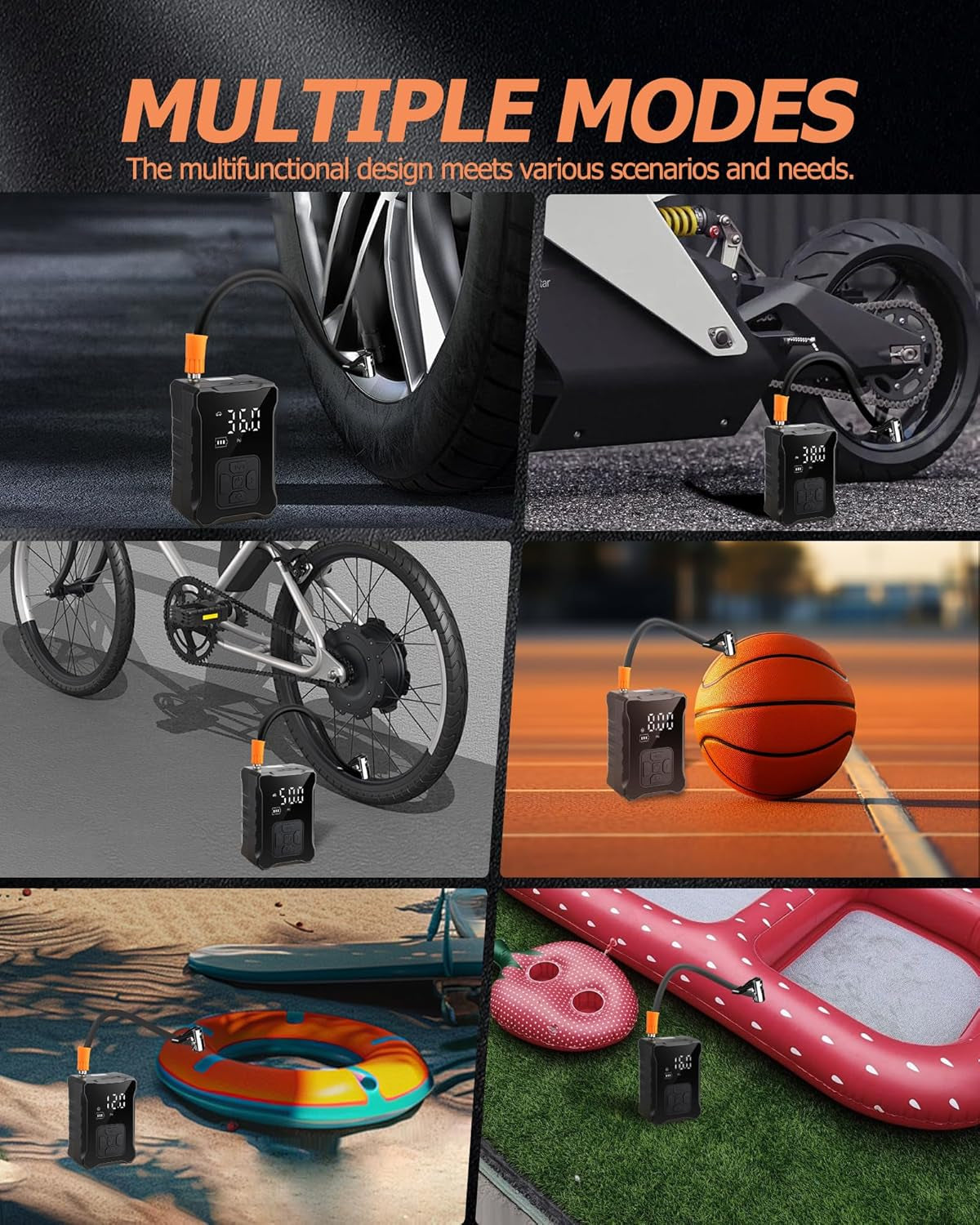 Mini Compresor Aire, 4000Mah Inflador Electrico Portatil 150PSI Bomba De Inflador E Hinchador Para Coche, Motos, Bicicletas, Anillo De Natación, Patinete Y Balones