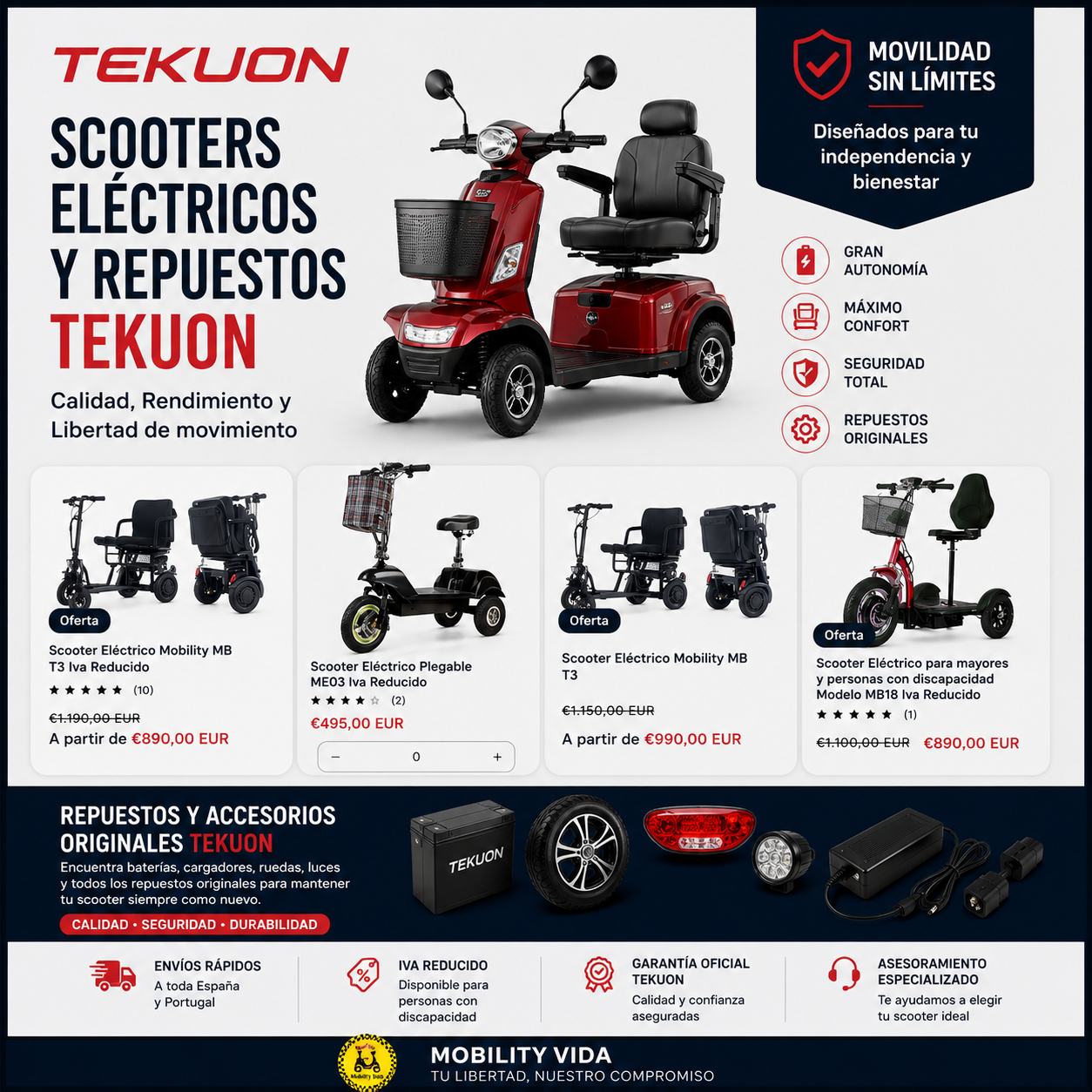 Colección TEKUON Scooters Eléctricos - Mobility Vida