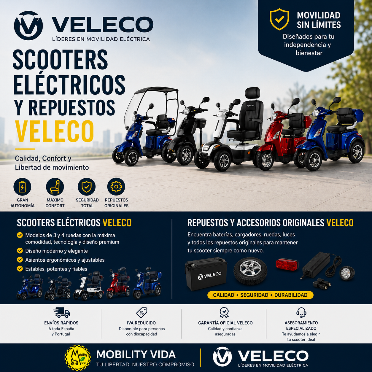 Colección VELECO Scooters Eléctricos y Repuestos  | Mobility Vida
