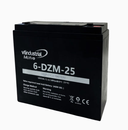 Batería AGM  12V x 25 Ah para Veleco, Tekuon, Libercart, assistant, invacare, dortomedical