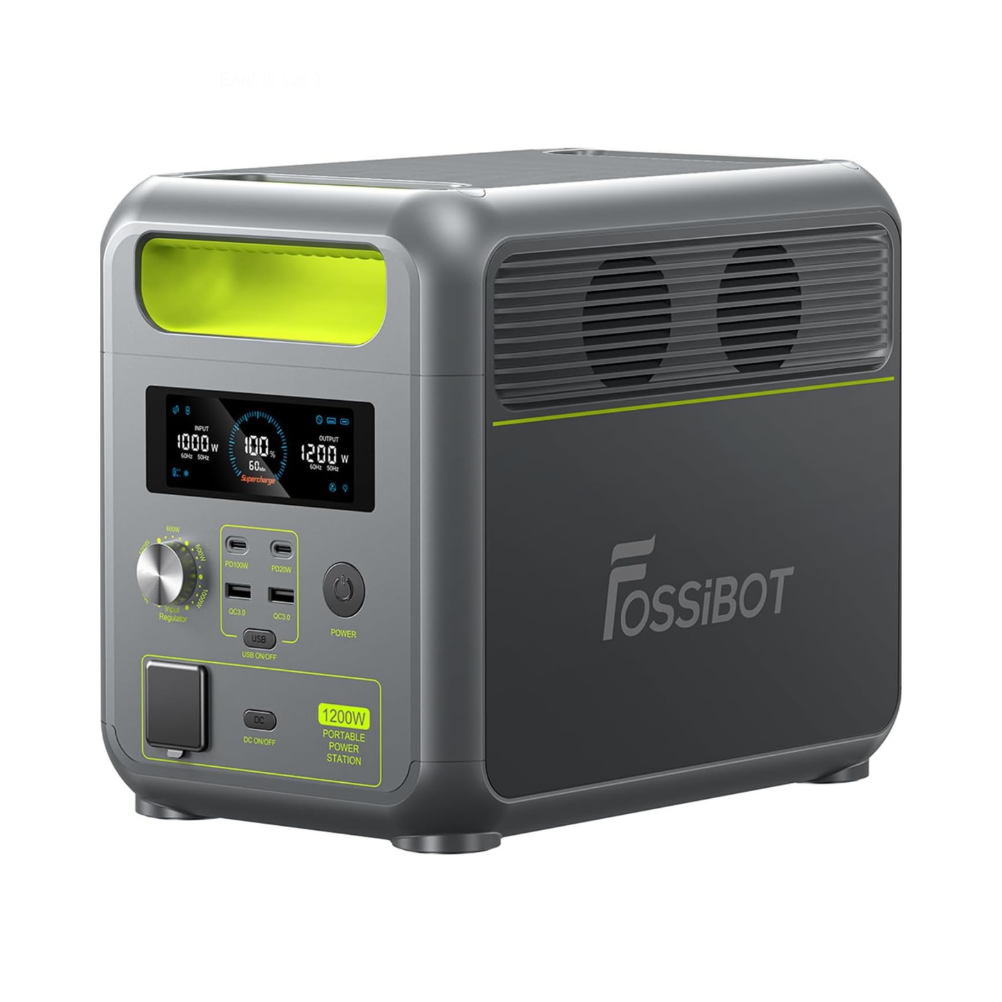 Estación de energía portátil F1200,1024Wh LiFePO4, con 2 Salidas AC de 1200W(Power Lifting 2400W), 100W Typ-C, Carga Rápida de 49min de 0-80%