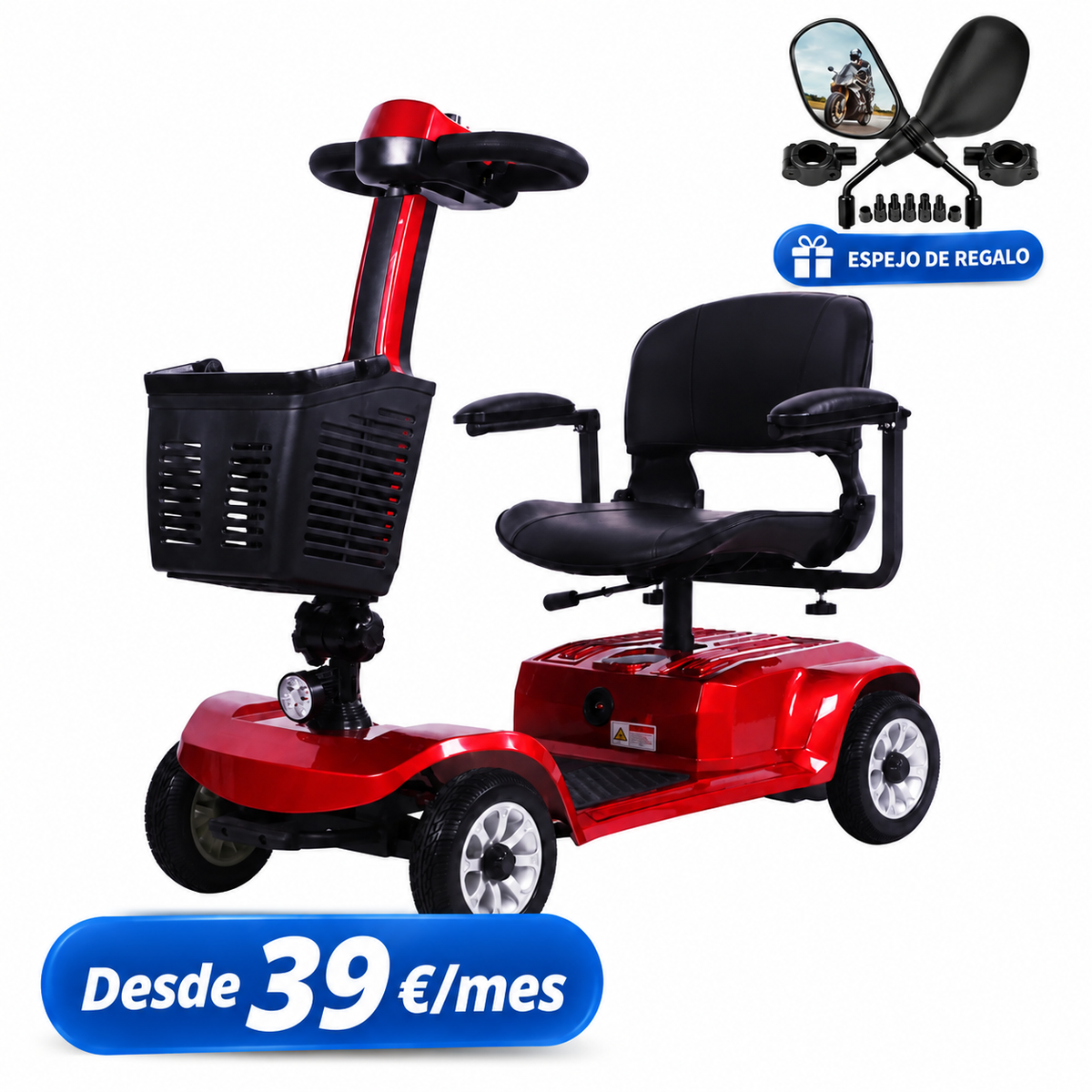 Scooter Lucas Pro rojo, Desde 39 €/mes y espejo de regalo